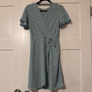 Monteau sage green floral wrap dress